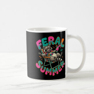 Feral Summer Funny Racoon Exotic Vacation Beach Coffee Mug