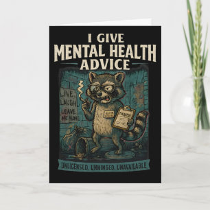 Feral Therapist Racoon Mental Health Meme Design Card
