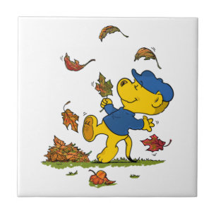 Ferald Amongst The Autumn Leaves Ceramic Tile