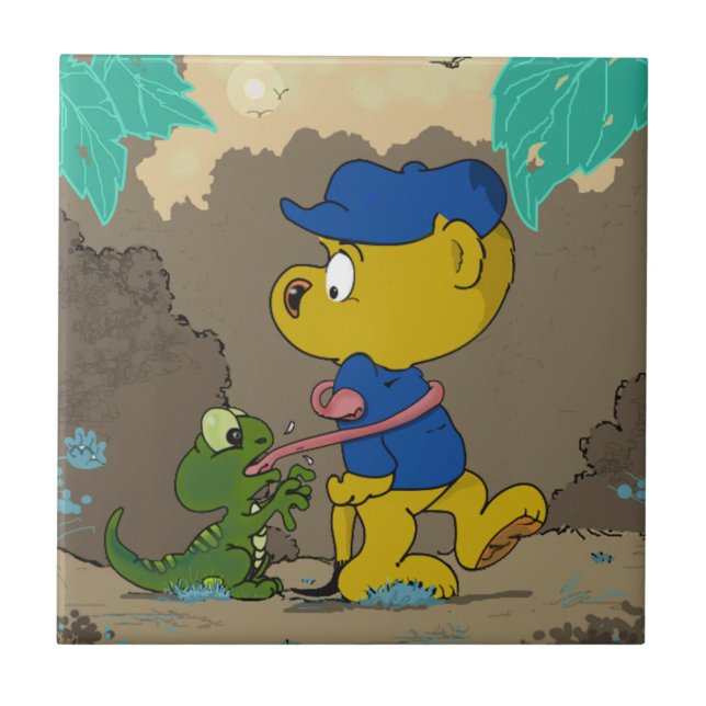 Ferald and the Baby Lizard Ceramic Tile (Front)