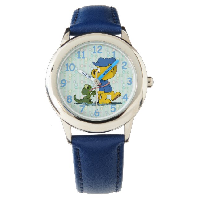 Ferald and the Baby Lizard Round Clock Watch (Front)