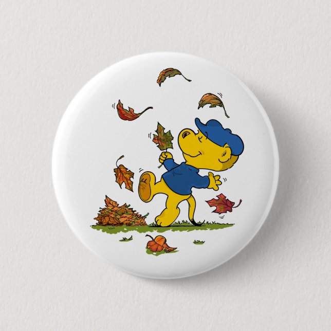 Ferald Dancing Amongst The Autumn Leaves Button (Front)