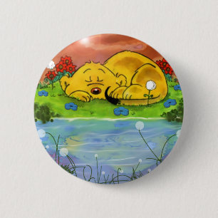 Ferald Napping By The Sunflowers Button