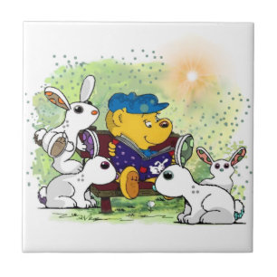 Ferald Reading To The Bunnies Ceramic Tile