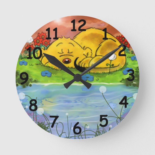 Ferald Sleeping By The Sunflowers Round Clock (Front)