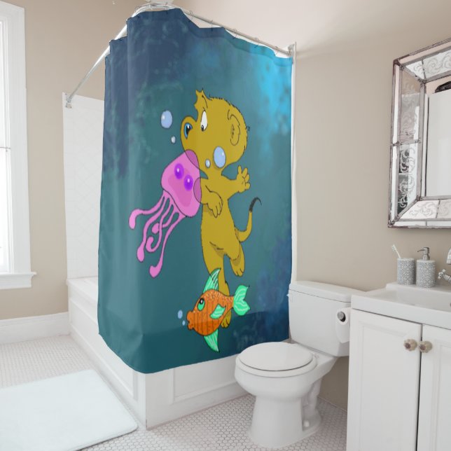 Ferald's Swim Shower Curtain (In Situ)