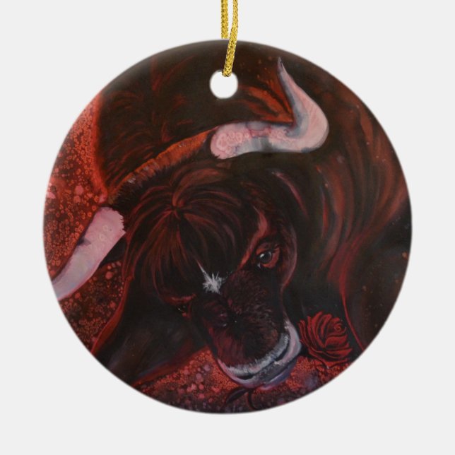 Ferdinand the bull ceramic tree decoration (Front)
