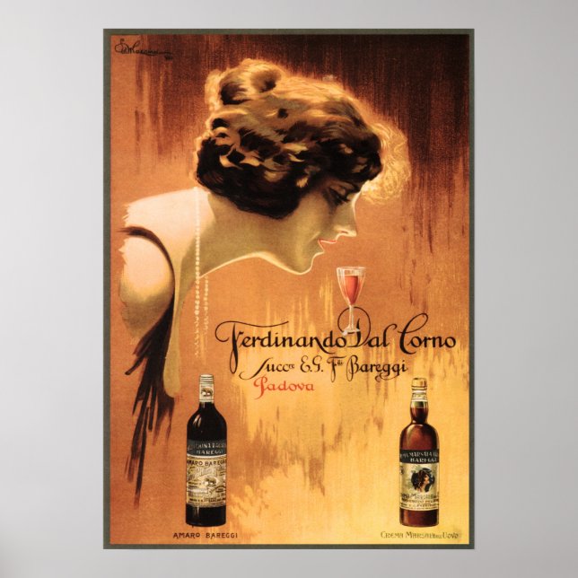 FERDINANDO DAL CORNO Padova Old Italian Wine Ad Poster (Front)