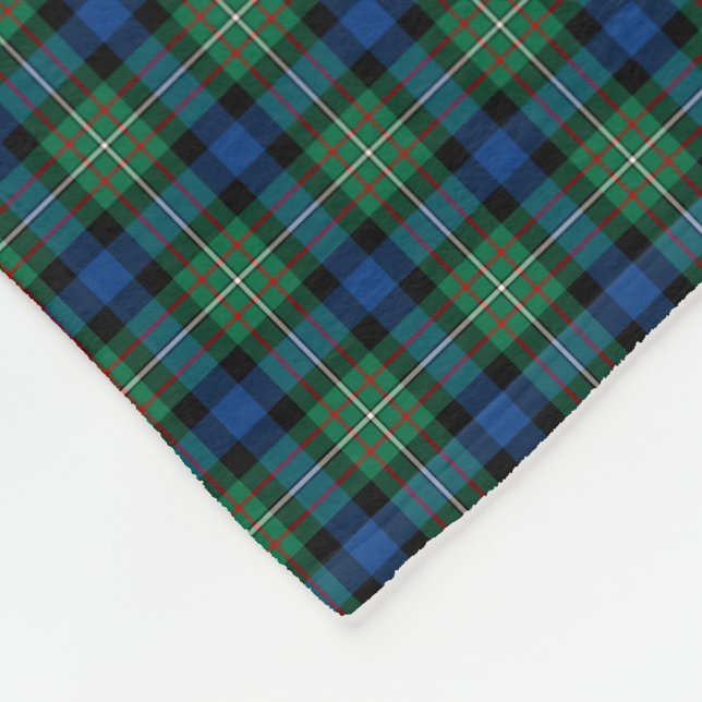 Ferguson Clan Blue, Green and Red Tartan Fleece Blanket (Corner)
