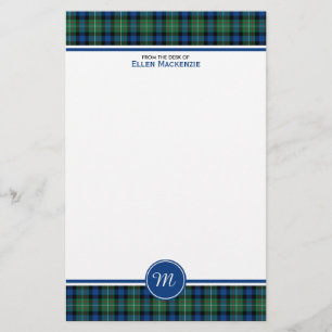 Ferguson Clan Tartan Blue and Green Monogram Stationery