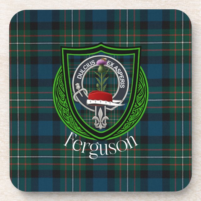 Ferguson Scottish Clan Tartan & Crest Coaster (Front)
