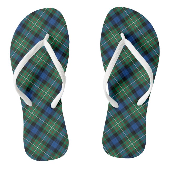 Ferguson Tartan Green and Blue Plaid Thongs (Footbed)