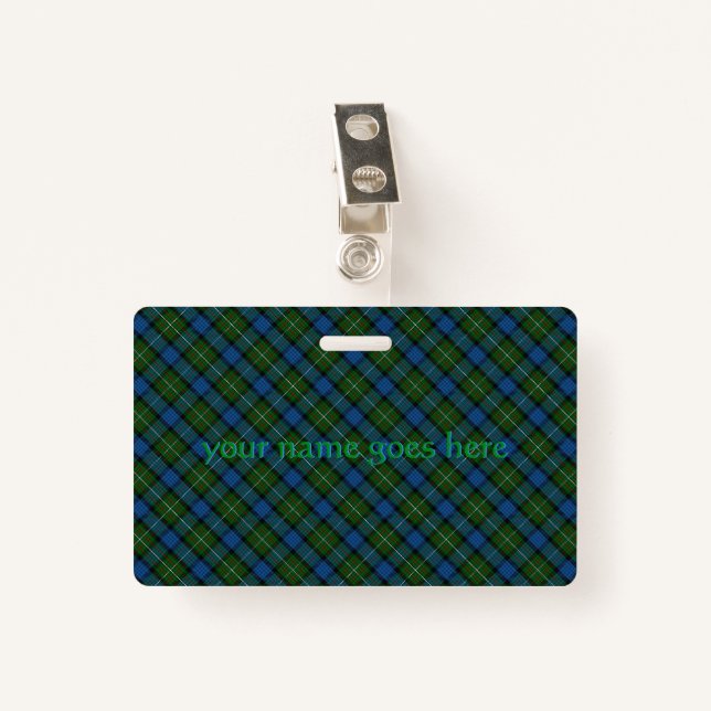 Fergusson Official Tartan Name ID Badge (Front with Clip)