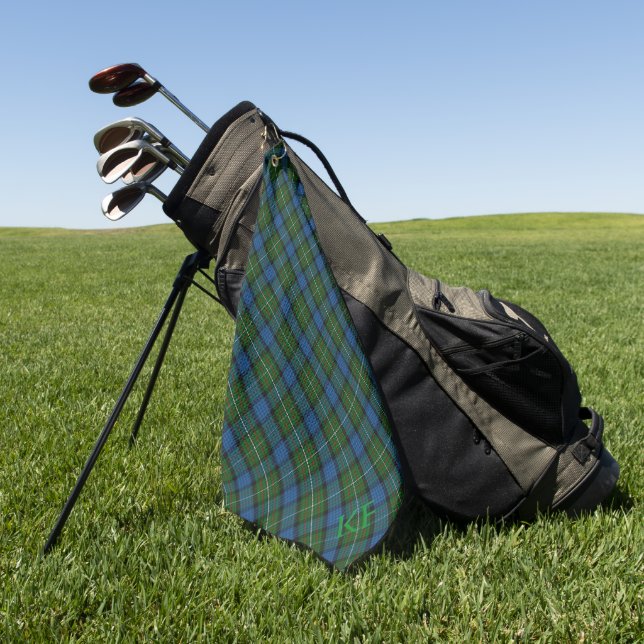 Fergusson Official Tartan with monogram / initials Golf Towel (Green)