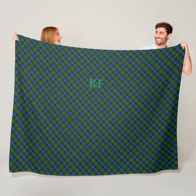 Fergusson Official Tartan with monogram / name Fleece Blanket (In Situ)