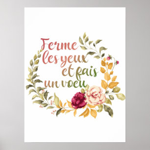 Ferme Les Yeux et Fais un Voeu - French Motivation Poster
