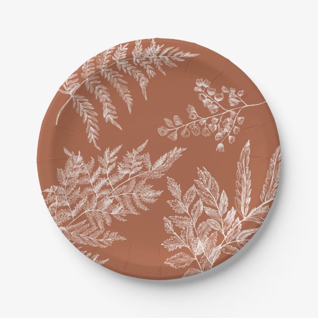 Fern Botanical Bridal Shower Paper Plate (Front)