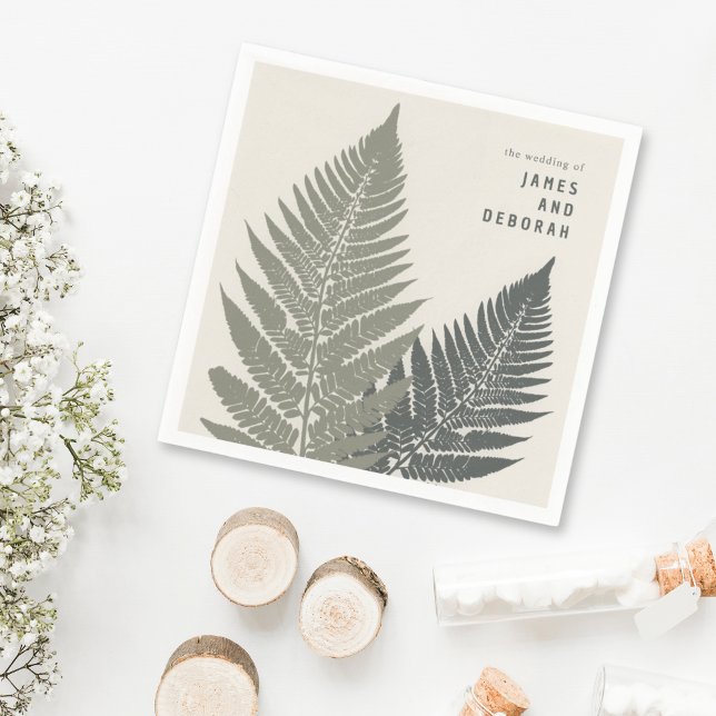 Fern Botanical Modern Minimal Woodland Wedding Napkin (Creator Uploaded)