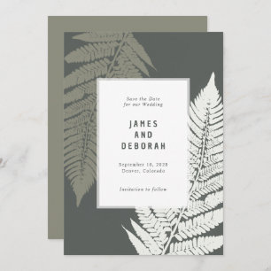 Fern Botanical Modern Minimal Woodland Wedding Save The Date
