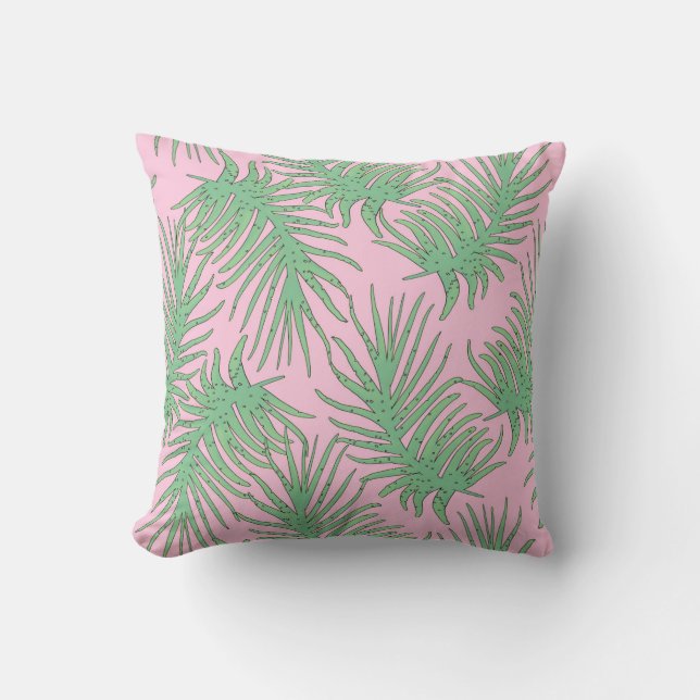 Fern branches on pink. cushion (Front)