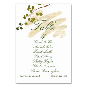 Fern + Emerald Wedding Table Seating Chart  Table Number