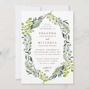 Fern Eucalyptus Hand-Drawn Greenery Wedding Invitation