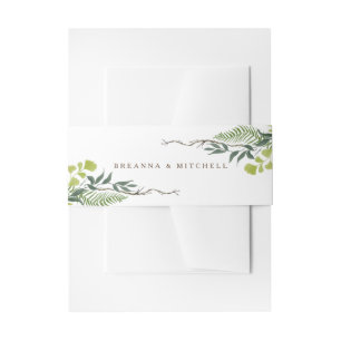 Fern Eucalyptus Hand-Drawn Greenery Wedding Invitation Belly Band