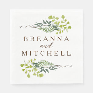 Fern Eucalyptus Hand-Drawn Greenery Wedding Napkin