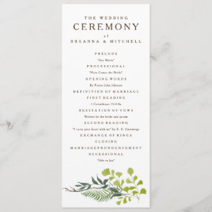 Fern Eucalyptus Hand-Drawn Greenery Wedding Program