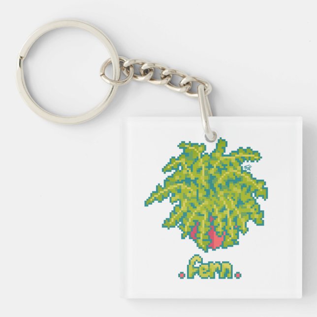 Fern, fern Pixelart, Pixel Art Key Ring (Front)