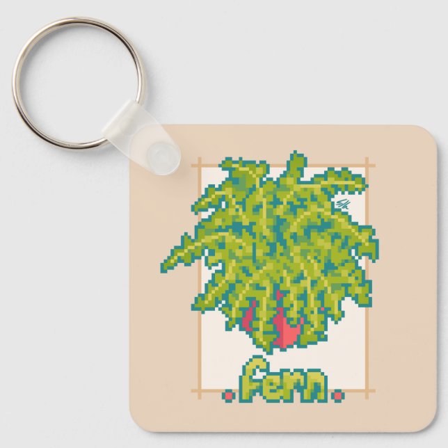 Fern, fern Pixelart, Pixel Art Key Ring (Front)