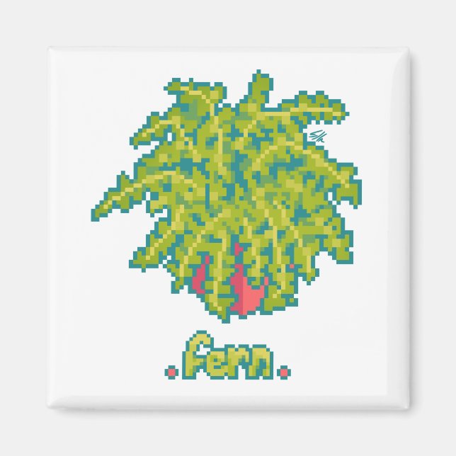 Fern, fern Pixelart, Pixel Art Magnet (Front)