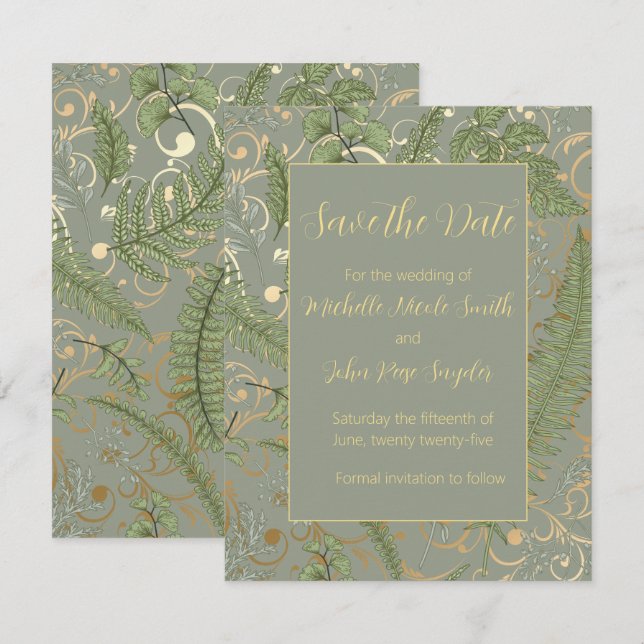 Fern Floral Pattern Save The Date (Front/Back)