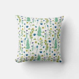 Fern Flowers Seamless Nature Pattern Cushion