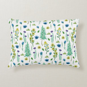 Fern Flowers Seamless Nature Pattern Decorative Cushion