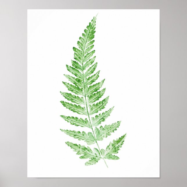 Fern frond leaf green watercolor print (Front)