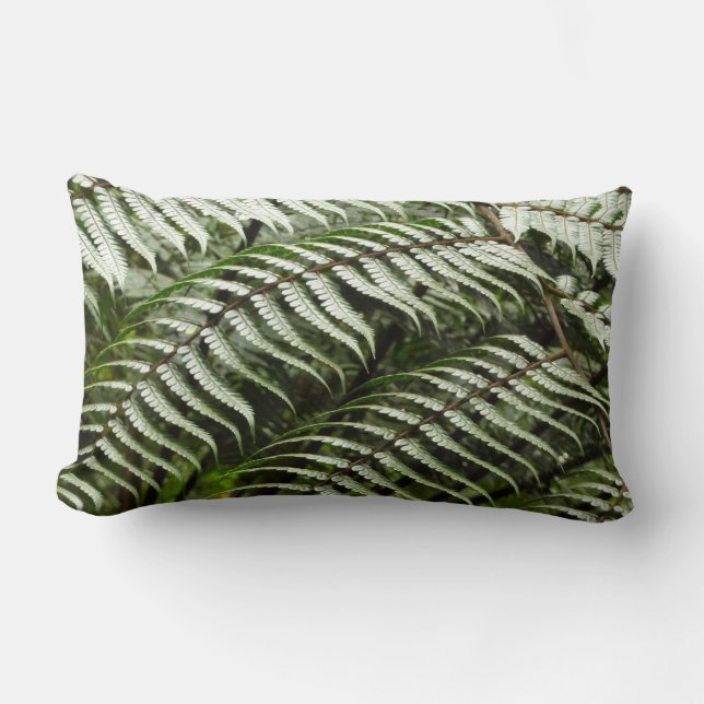 Fern Fronds II Dark Green Nature Lumbar Cushion (Front)