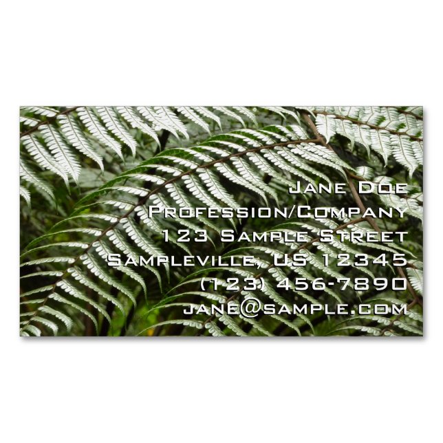 Fern Fronds II Dark Green Nature Magnetic Business Card (Front)