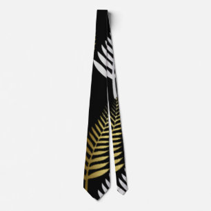 fern gold silver art Neck Tie