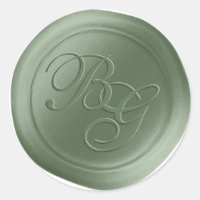 Fern Green Calligraphy Monogram Wax Seal Stickers
