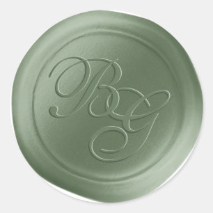 Fern Green Calligraphy Monogram Wax Seal Stickers