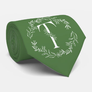 Fern Green Colour Monogrammed Groomsmen Tie