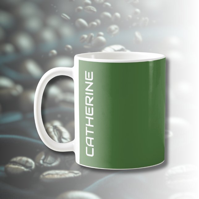 Fern Green Solid Colour Personalised  Coffee Mug (Creator Uploaded)