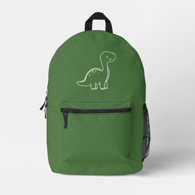 Fern Green Solid Colour Printed Backpack (Front)