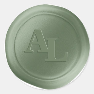 Fern Green Wax Seal Monogram Wedding Stickers
