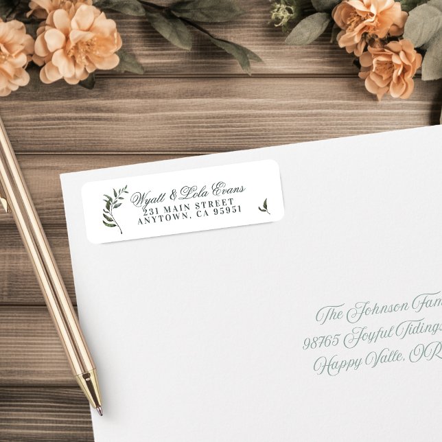 Fern Green Willow Branch Elegant Wedding Return Address Label (Fern Green Willow Branch Elegant Return Address Labels)