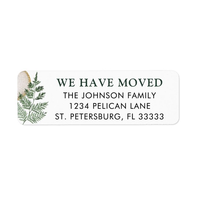 Fern Greenery We Have Moved Return Address Label (Front)