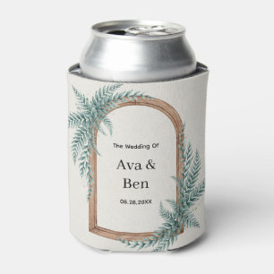 Fern Greenery Wooden Arch Wedding Can Cooler