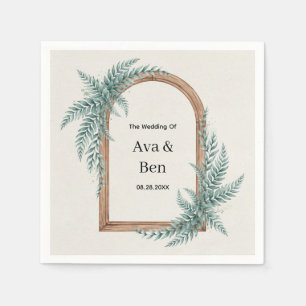 Fern Greenery Wooden Arch Wedding Napkin