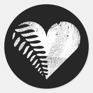 Fern Heart Dark Classic Round Sticker